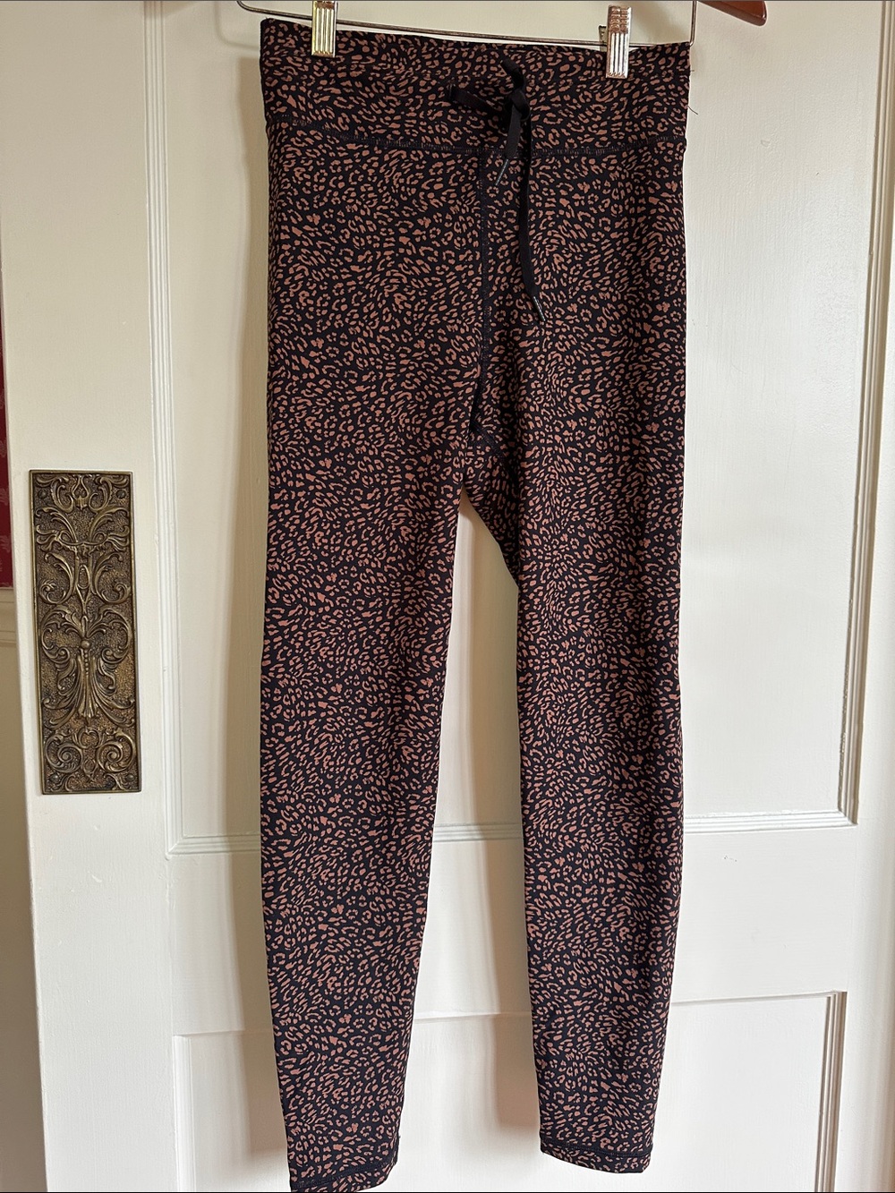 The Upside Black Leggings with Brown Leopard Print
